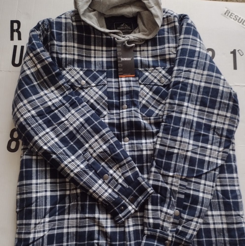 Tacvasen mens hooded shirt jacket thick plaid flannel